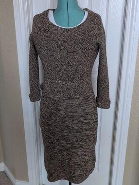 BOGO Maggy London Brown Marled Knit Long Sleeve Dress